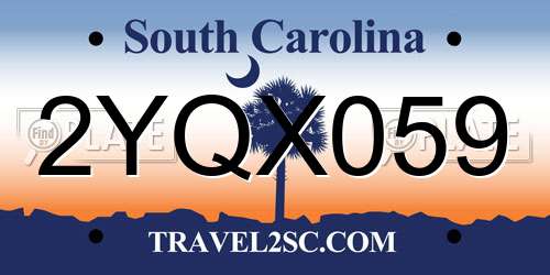 2YQX059 South Carolina License Plate