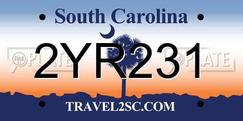 2YR231 South Carolina License Plate