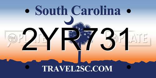2YR731 South Carolina License Plate