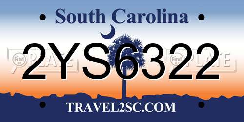2YS6322 South Carolina License Plate