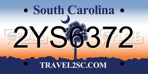 2YS6372 South Carolina License Plate