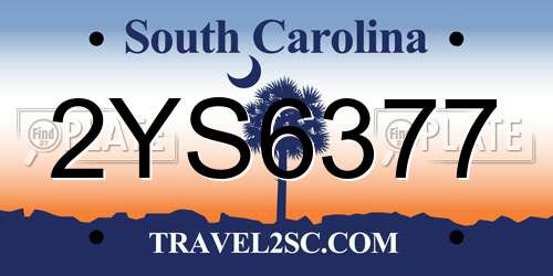 2YS6377 South Carolina License Plate