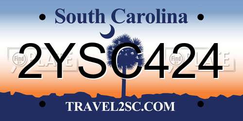 2YSC424 South Carolina License Plate