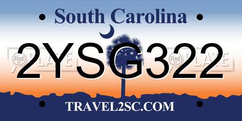2YSG322 South Carolina License Plate