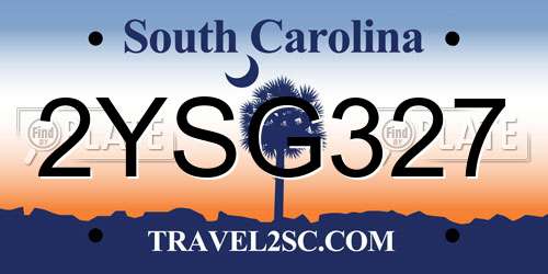 2YSG327 South Carolina License Plate