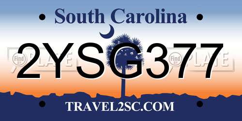 2YSG377 South Carolina License Plate