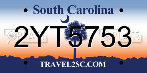 2YT5753 South Carolina License Plate