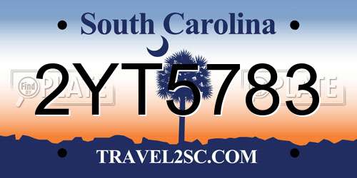 2YT5783 South Carolina License Plate