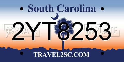 2YT8253 South Carolina License Plate