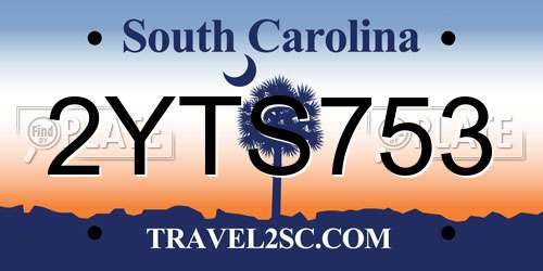 2YTS753 South Carolina License Plate