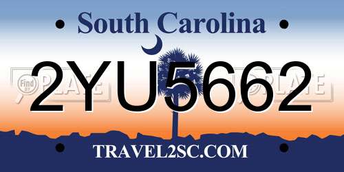 2YU5662 South Carolina License Plate