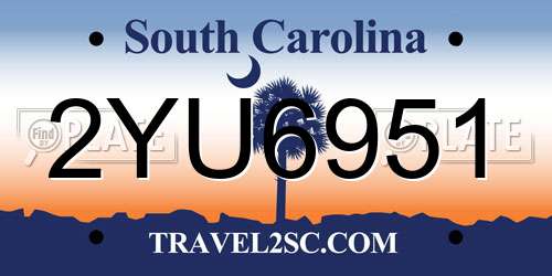 2YU6951 South Carolina License Plate