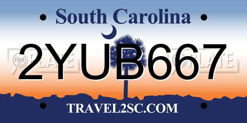 2YUB667 South Carolina License Plate