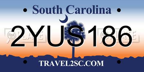 2YUS186 South Carolina License Plate