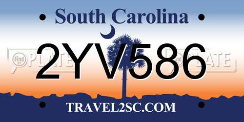 2YV586 South Carolina License Plate