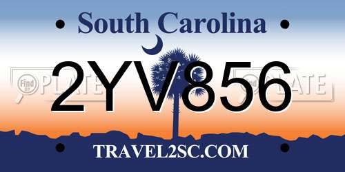 2YV856 South Carolina License Plate
