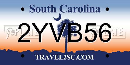 2YVB56 South Carolina License Plate
