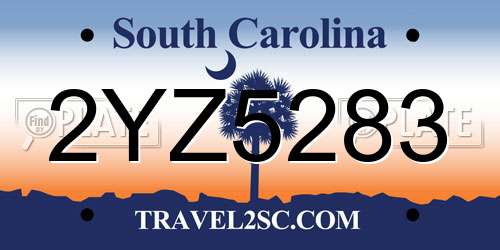 2YZ5283 South Carolina License Plate