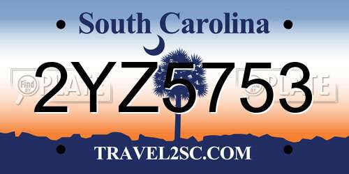 2YZ5753 South Carolina License Plate