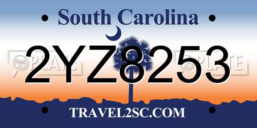 2YZ8253 South Carolina License Plate
