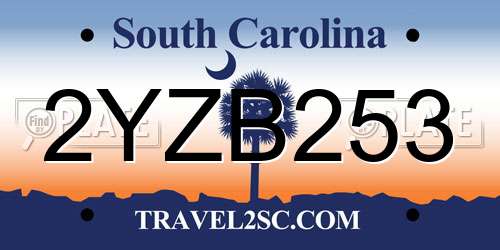 2YZB253 South Carolina License Plate