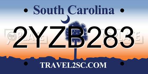 2YZB283 South Carolina License Plate
