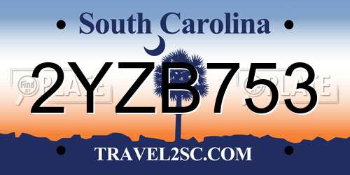 2YZB753 South Carolina License Plate