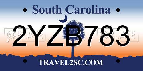 2YZB783 South Carolina License Plate