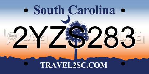 2YZS283 South Carolina License Plate
