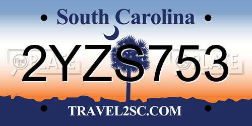 2YZS753 South Carolina License Plate
