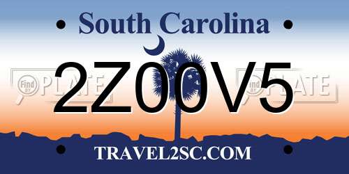 2Z00V5 South Carolina License Plate