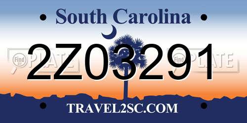 2Z03291 South Carolina License Plate