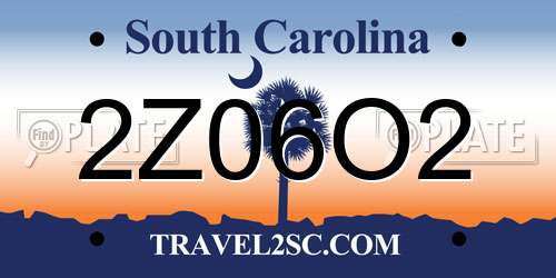 2Z06O2 South Carolina License Plate