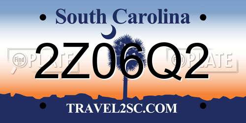 2Z06Q2 South Carolina License Plate
