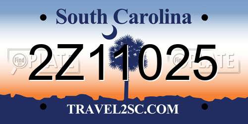 2Z11025 South Carolina License Plate