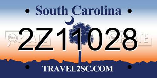 2Z11028 South Carolina License Plate