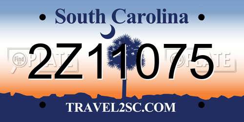2Z11075 South Carolina License Plate