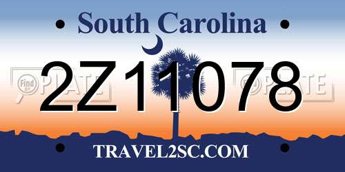 2Z11078 South Carolina License Plate