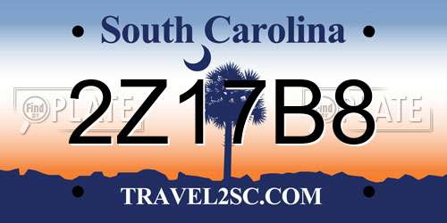 2Z17B8 South Carolina License Plate