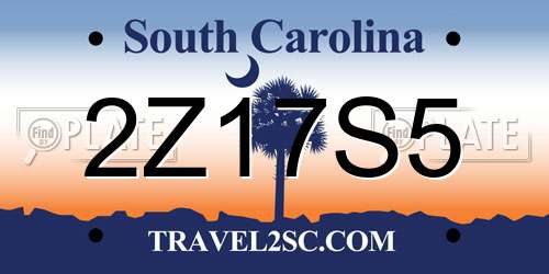 2Z17S5 South Carolina License Plate
