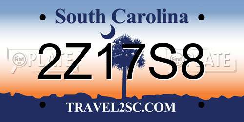 2Z17S8 South Carolina License Plate