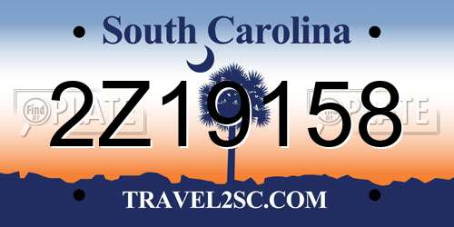 2Z19158 South Carolina License Plate