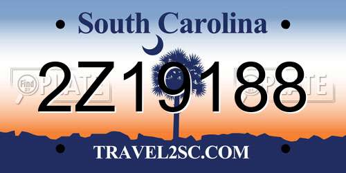 2Z19188 South Carolina License Plate