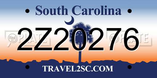 2Z20276 South Carolina License Plate