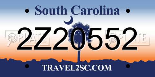 2Z20552 South Carolina License Plate