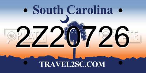 2Z20726 South Carolina License Plate