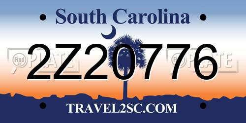 2Z20776 South Carolina License Plate