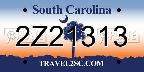 2Z21313 South Carolina License Plate