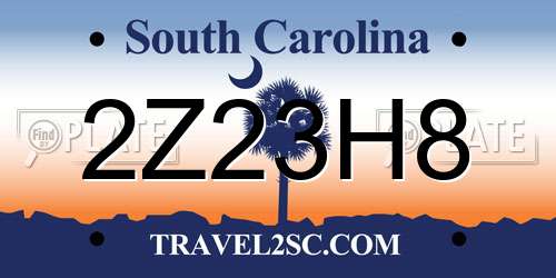 2Z23H8 South Carolina License Plate