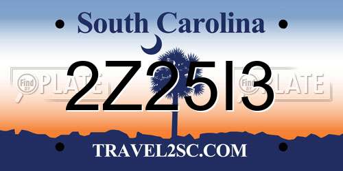 2Z25I3 South Carolina License Plate